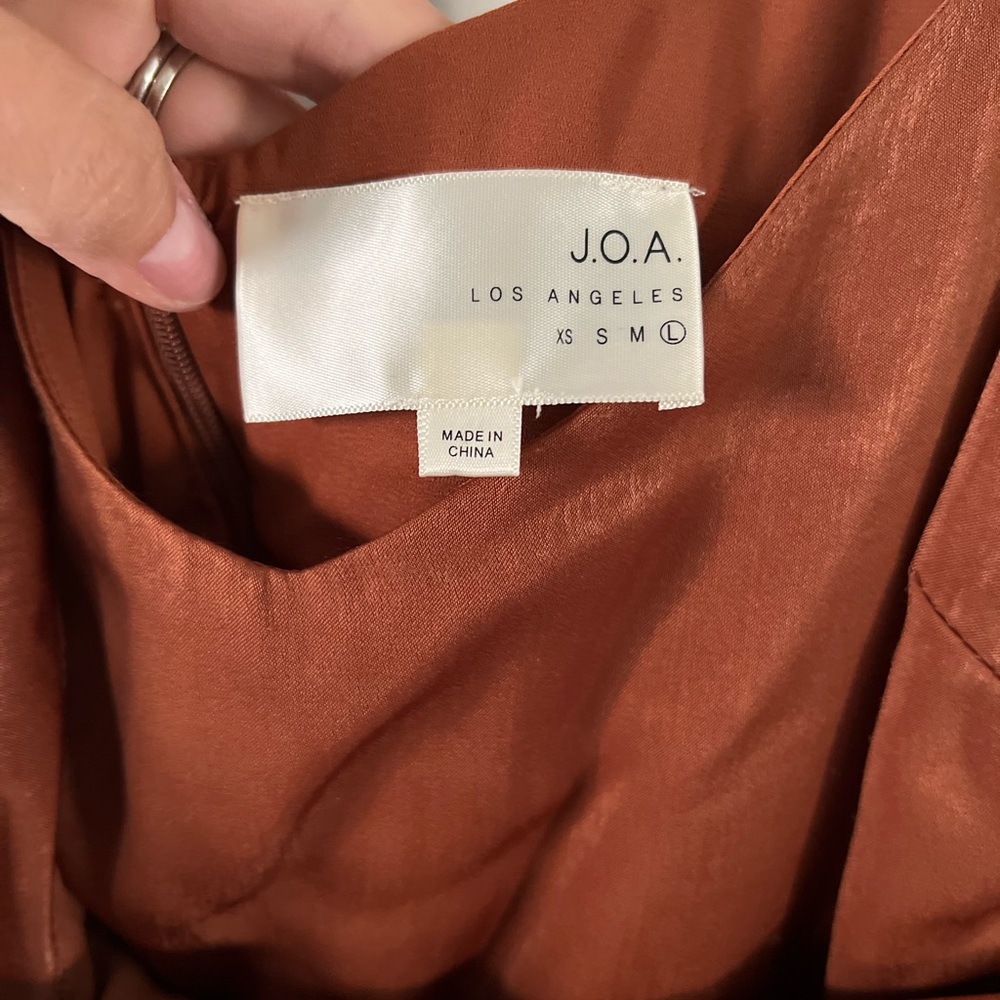 Rust Joie strap Faux wrap satin dress - size Large